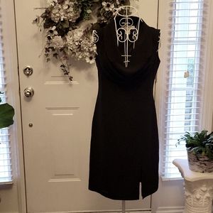 Philip Dicaprio black sheer sleeveless fully lined drape collar dress sz 4 …EUC
